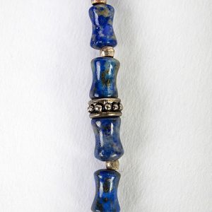 Moroccan Antique gilded silver pendant, mixed Moroccan silver spacers, ancient lapis beads with long old silver chain and closure - Image 5