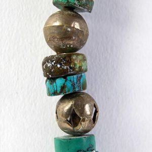 Moroccan very old silver beads, old green blue mix of turquoise roundelle, fine sterling silverr pair end connectors and S hook clasp - Image 3