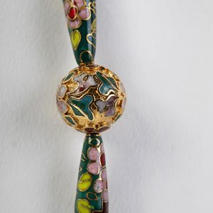 Cloisonne fine old beads, carved old crystals, carved floral silver spacers and S  hook closure - Image 3