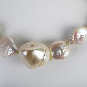 Pearl mixed natural white small pearls, pink button and cross form pieces - Image 2
