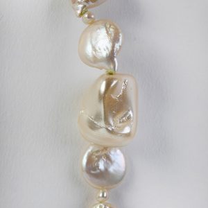Pearl mixed natural white small pearls, pink button and cross form pieces - Image 4