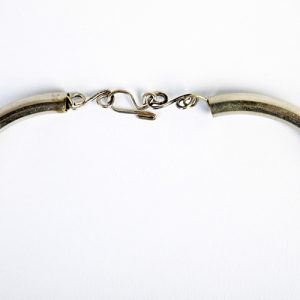 West African old shell disks with a very old bone and sterling pendant, old tube end pieces, sterling clasp - Image 5