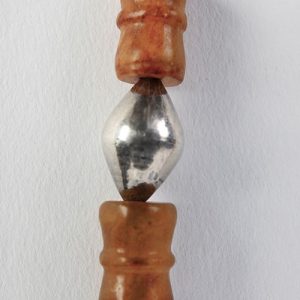 Jade fine pendant, moving center with Yin Yang symbols, Indian sterling over lacque conical beads, old crved jade beads , tinynturquoise and carved wood spacers and sterling closure - Image 3
