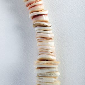 Shell disks, antique bone Indian pendant with silver embossed center, sterling  cone pair ends with sterling clasp - Image 3