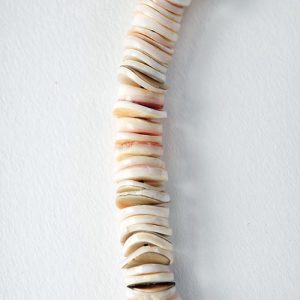 Shell disks, antique bone Indian pendant with silver embossed center, sterling  cone pair ends with sterling clasp - Image 4
