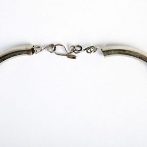 Shell disks, antique bone Indian pendant with silver embossed center, sterling  cone pair ends with sterling clasp - Image 5