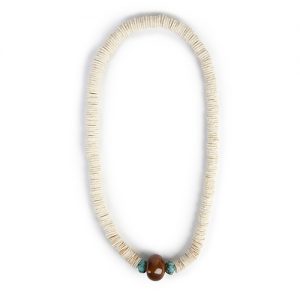 Shell disks, large jasper focal, turquoise beads - Image 1
