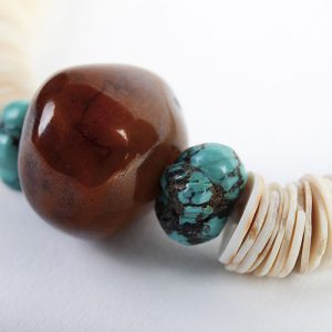 Shell disks, large jasper focal, turquoise beads - Image 4