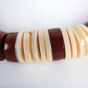 Jasper and old round shell  disks, choker size, simple silver beads and sterling tubular closure - Image 2