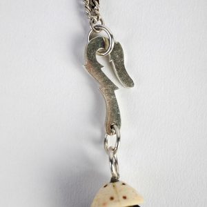 Lapis and old bone disks with large corals, rare Moroccan sterling focal and spacers.  Exceptional huge antique carved lapis bead pair capped with silver. Mounted on antique silver chains and sterling hooks - Image 6