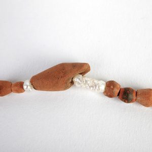 West African clay beads Set of four. Turquoise tube and heishi spacers, river pearls and corals.  Strung on double silk - Image 4