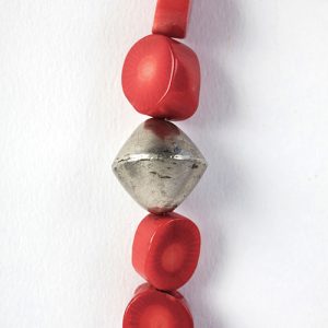 Coral old disks, silver spacers, antique village Saraswati silver pendant, sterling ring closure - Image 3