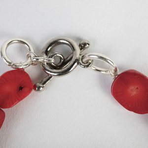 Coral old disks, silver spacers, antique village Saraswati silver pendant, sterling ring closure - Image 4
