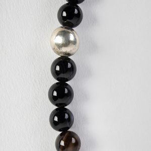 Onyx beads, silver spacers, Eid Al Kursi pendant - Image 3