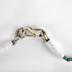 Conch beads, Neotholic agate stone pendant on sterling hanger,mixed silver turquoise and glass spacers,  sterling hook closure - Image 4