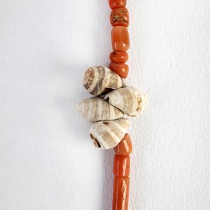Antique Buddha, old coral beads, old conch and shells with sterling hook closure - Image 3