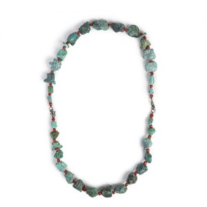 Turquoise and coral 'twin' necklaces sterling hook clasps - Image 1