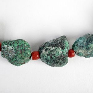 Turquoise and coral 'twin' necklaces sterling hook clasps - Image 2