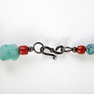 Turquoise and coral 'twin' necklaces sterling hook clasps - Image 3
