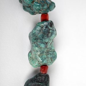 Turquoise and coral 'twin' necklaces sterling hook clasps - Image 4