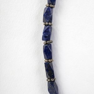 Moroccan enamel inlaid pendant focal, carved antique lapis beads, paired old  sterling spacers, sterling hook clsoure - Image 4