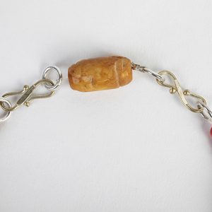 Japanese exceptional carved dragon in hand focal, carved jade Buddha, coral beads, sterling Thai spacers. double sterling hook closure - Image 4
