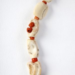 Conch shell hair beads, coral bead inset in each conch nead, exce[tional old coral focal pendant, sterling spacers and sterling hook closure - Image 3
