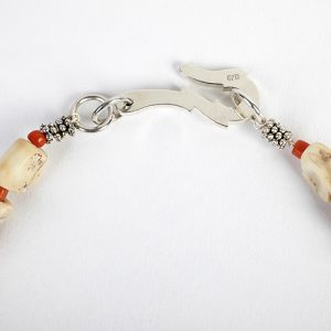 Conch shell hair beads, coral bead inset in each conch nead, exce[tional old coral focal pendant, sterling spacers and sterling hook closure - Image 4