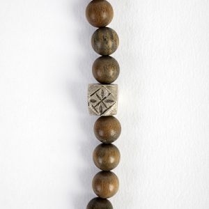 Jade moth focal, sandalwood beads,rectangular Thai  sterling spacers, sterling double hooks hook closures, with antique sterling ornament - Image 3