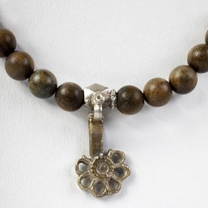 Jade moth focal, sandalwood beads,rectangular Thai  sterling spacers, sterling double hooks hook closures, with antique sterling ornament - Image 5