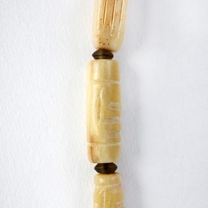 Antique carved flower bone focal, shell tubular beads, carven bone beads,tiny citrine spacers - Image 4