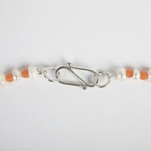 Coral and silver filigree focal, corals, natural pearls, sterling spacers, with exceptional tiny sterling fish, sterling hook closure - Image 4