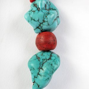Turquoise large, natural nuggets, large old corals, small turquoise and coral bead spacers sterling hook closure - Image 4