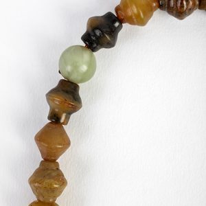 Moroccan exceptional sterling focal inset with amber and emerald.  Jade bead mixed shapes and colors - Image 5