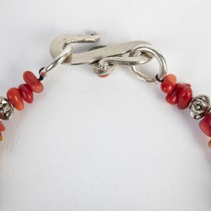 Amber nugget beads, corals, old amber pendant in sterling frame - Image 3
