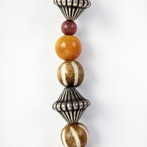 Dzi exceptional  carnelian focal, mixed carnelian and pomtek beads with Navajo sterling spacers and sterling hook closure - Image 3